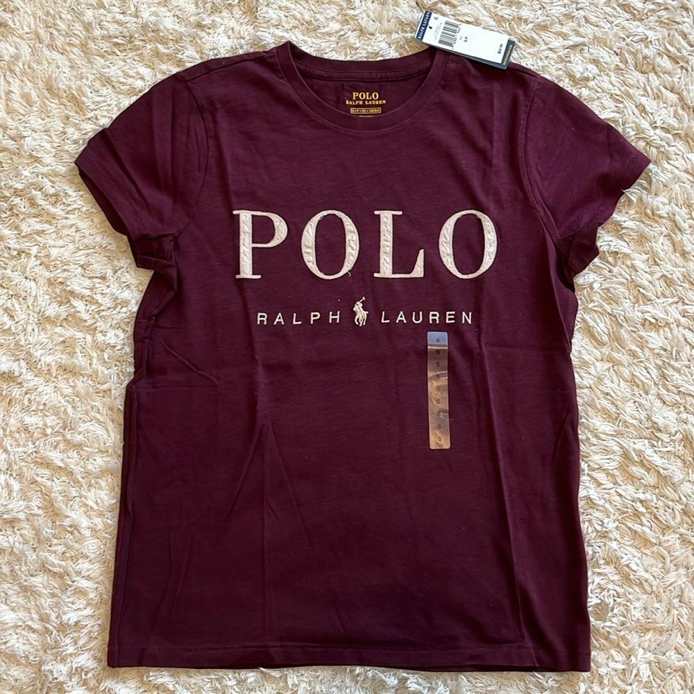 Polo by Ralph Lauren Burgundy Tee with Cream Logo